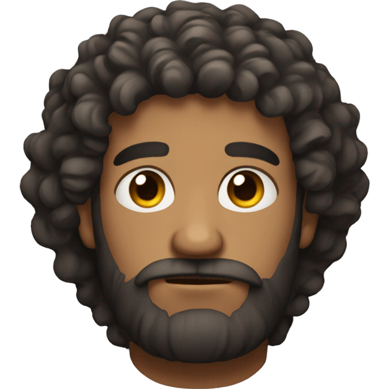 Man with beard lazy eyes curly hair serious face  emoji