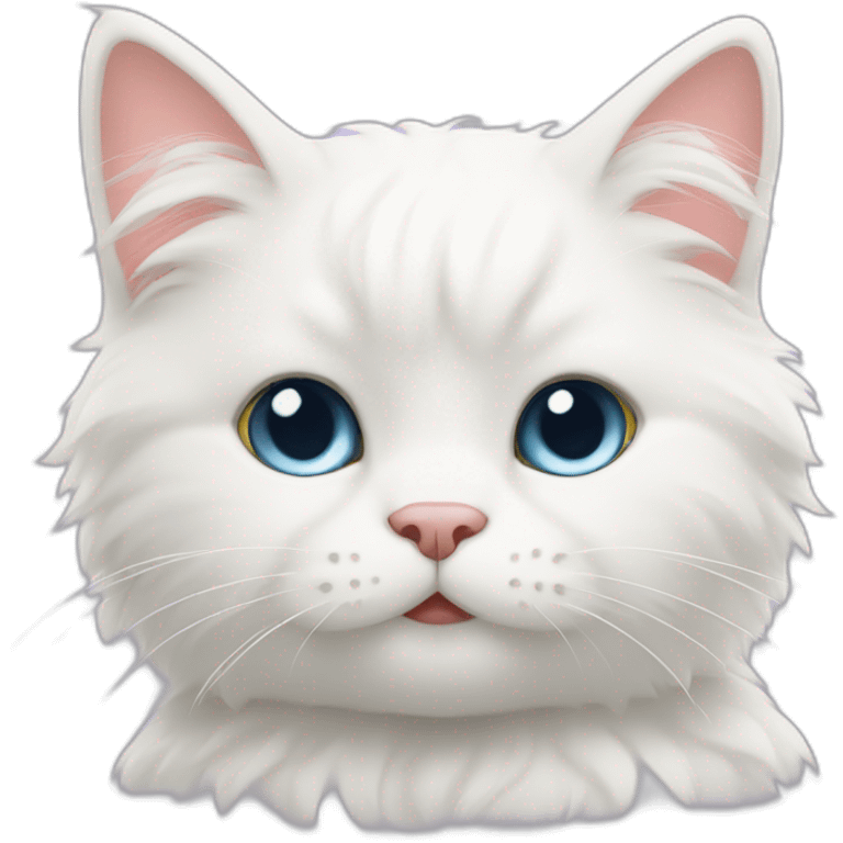 flufy white cute cat emoji