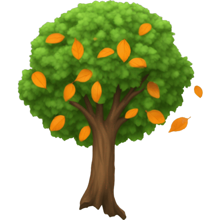 a tree with orange leaves that are falling down emoji