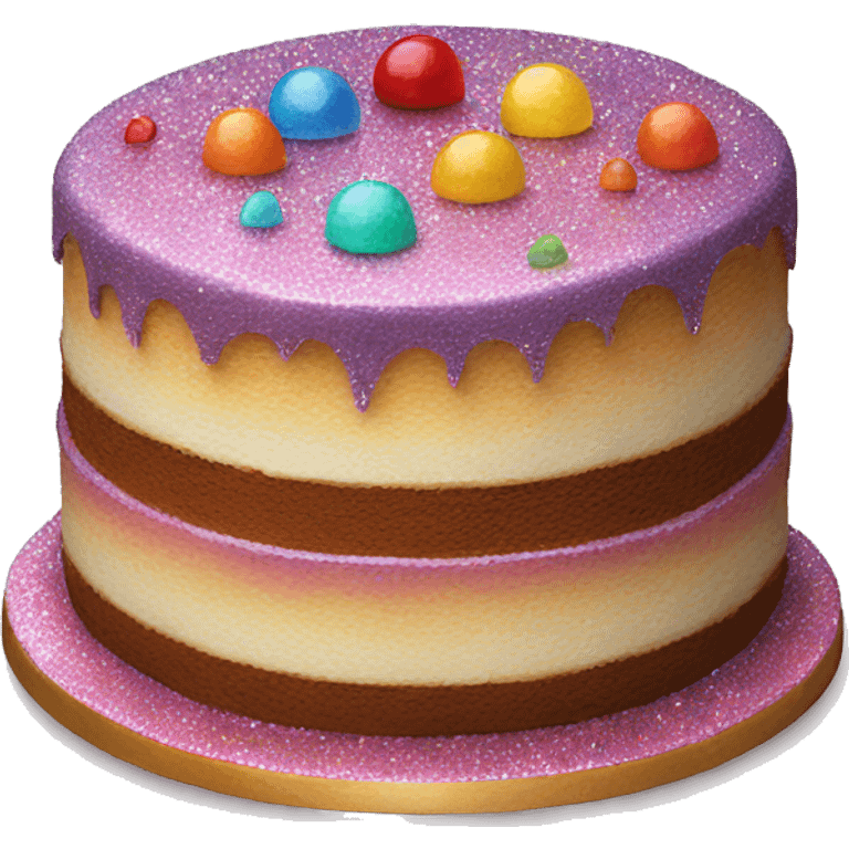 Realistic cake with colorful glitter emoji