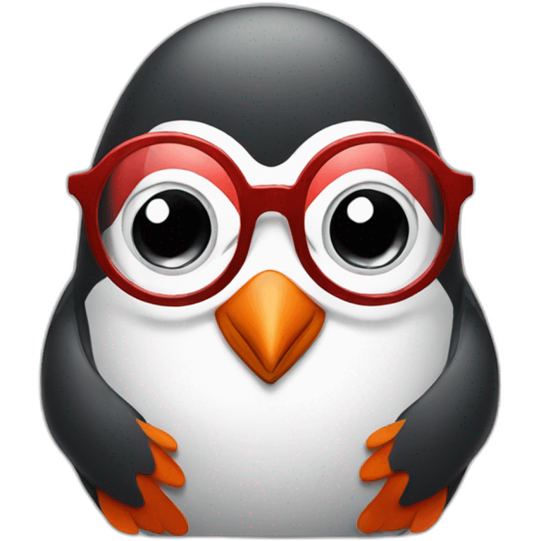 Red penguin with glasses emoji