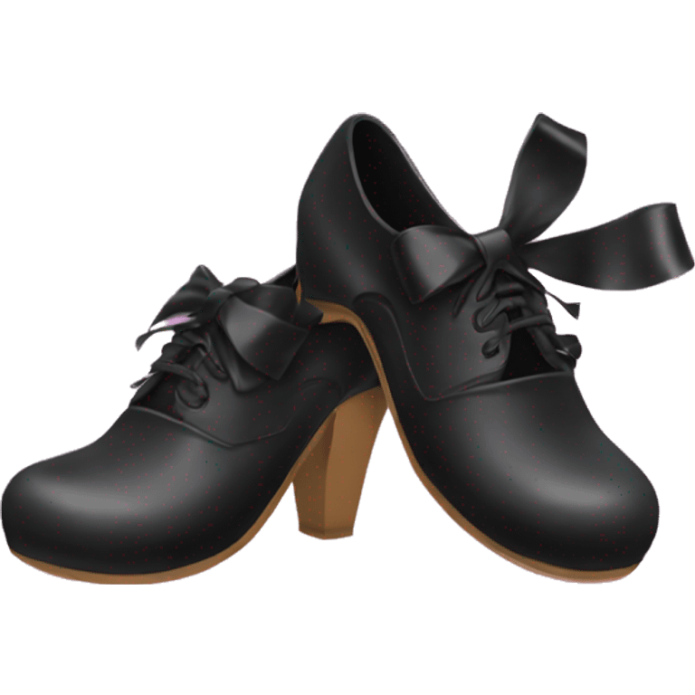 Black shoes with coquette bow ontop emoji