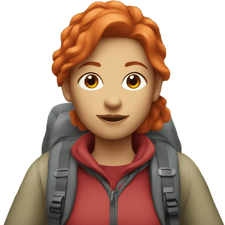 woman hiker with red hair emoji