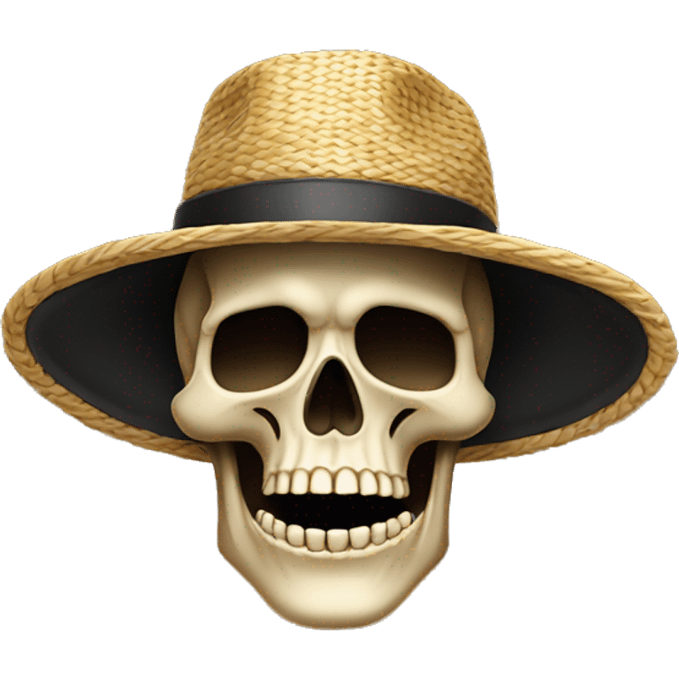 Tete de mort avec un chapeau de paille emoji