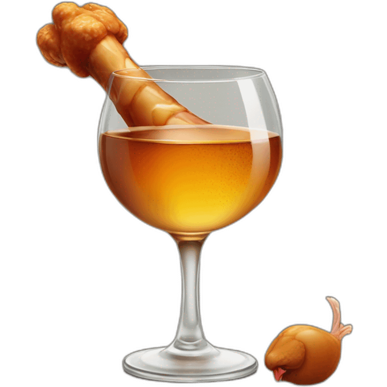 Glass of Whiskey with a chicken drumstick in it emoji