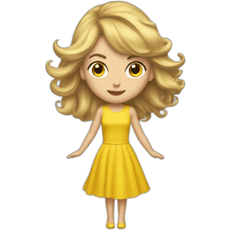 Taylor swift with a yellow dress and hair in the wind emoji