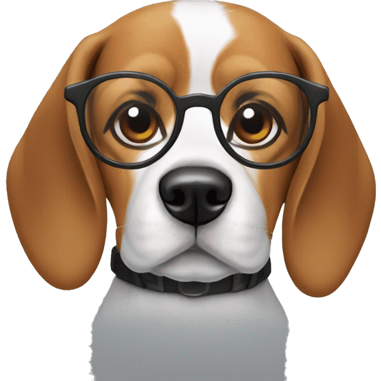 Beagle dog wearing round glasses  emoji