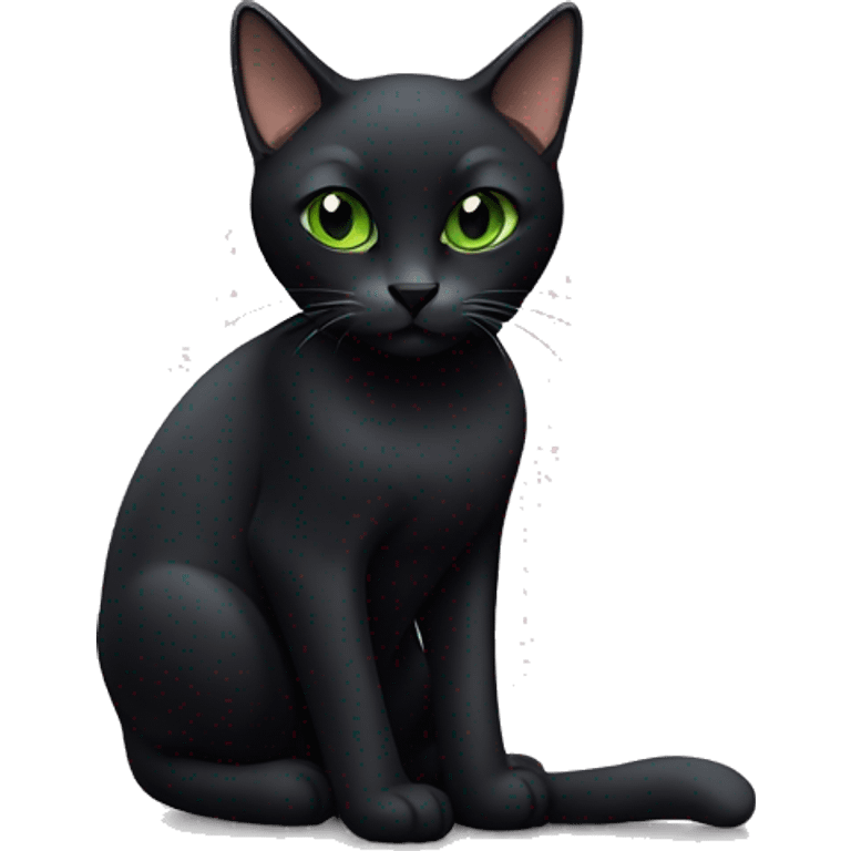 Black minx cat with green eyes and slit on right ear emoji