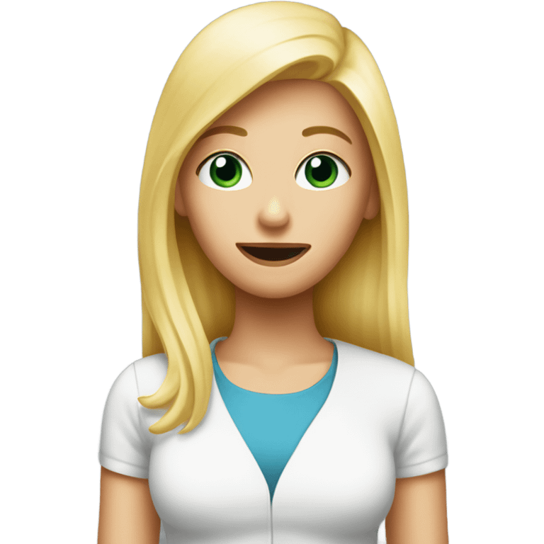 Blonde girl taking a huge pill emoji