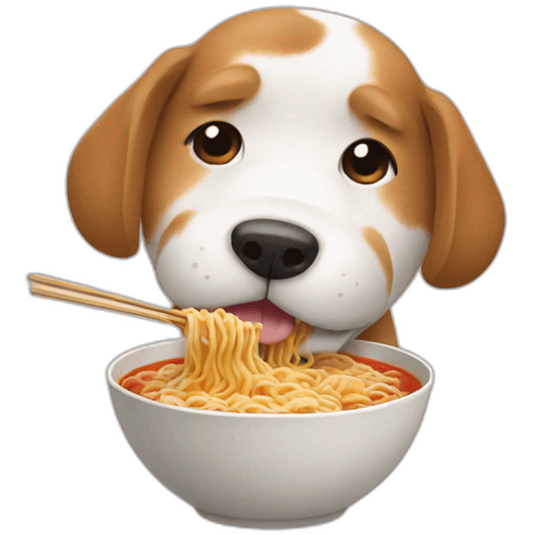 dog eating ramen emoji