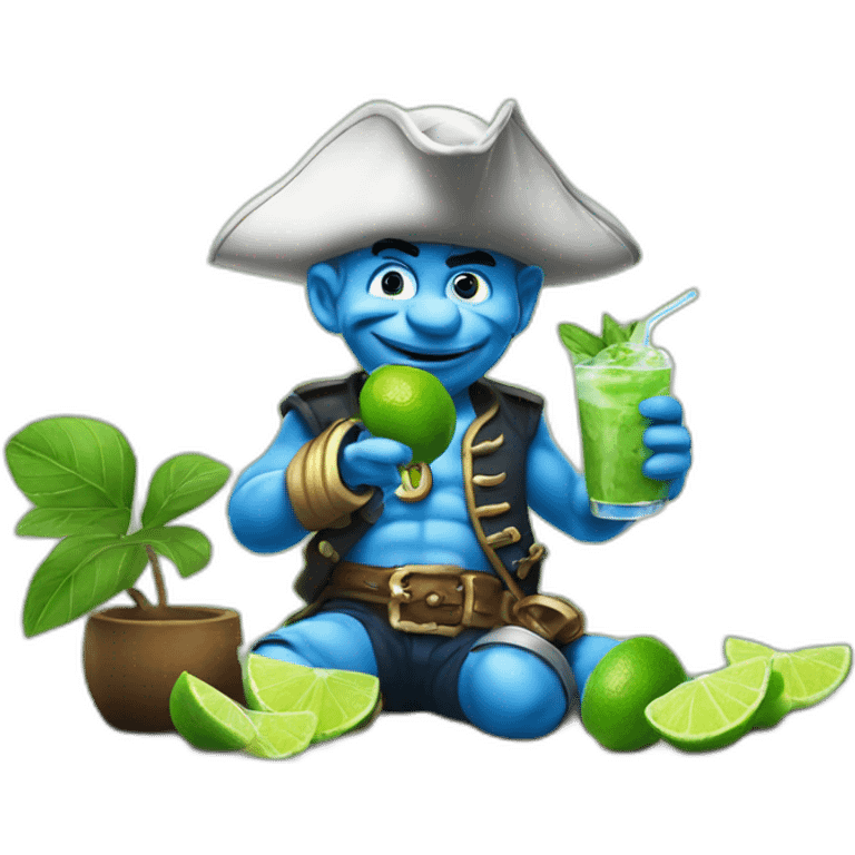 smurf pirate drinking mojito emoji