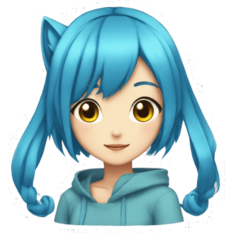 bluehaired anime catgirl emoji