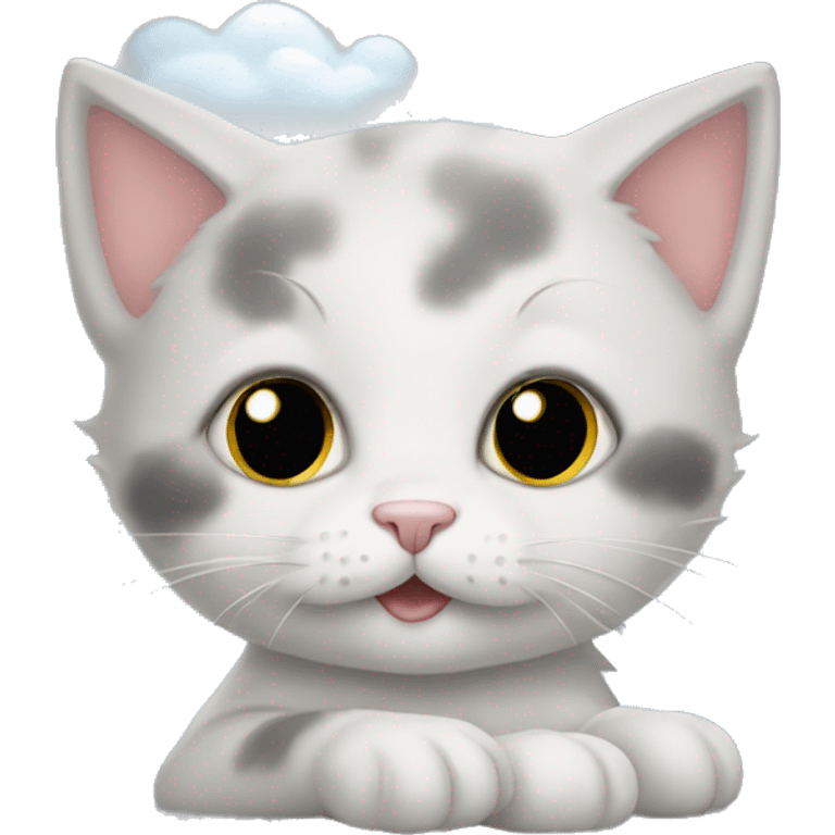 super cute kitten with cloud emoji