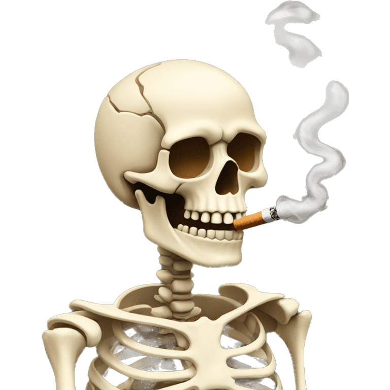 beige skeleton with a cigarette in his mouth emoji