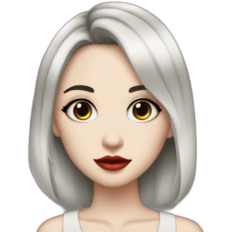 Beautiful young woman,Black hair,long hair,White skin,oval face,big eyes,Blackeyes,Redlips,Chinese emoji