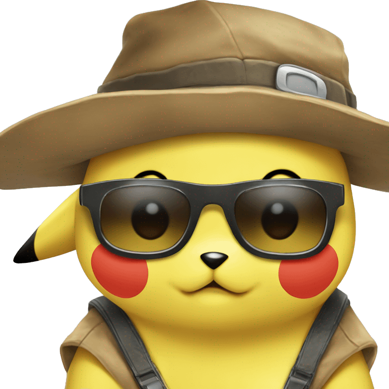 pikachu from pokemon with sunglasses and hat cool emoji