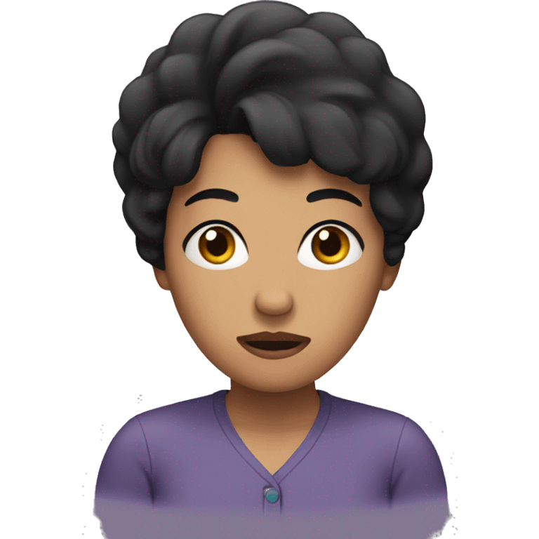 woman with black hair looking worried emoji