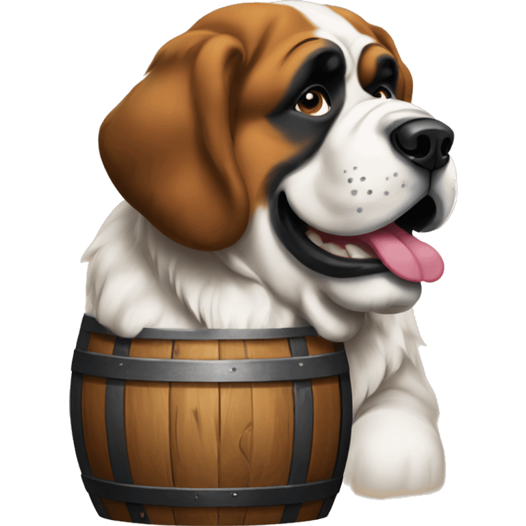 St Bernard with whiskey barrel around neck emoji