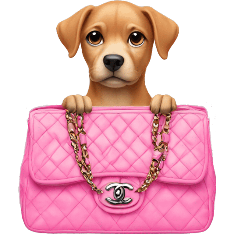 Dog in a pink Chanel bag emoji