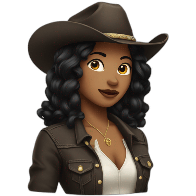 cowgirl straight black hair emoji