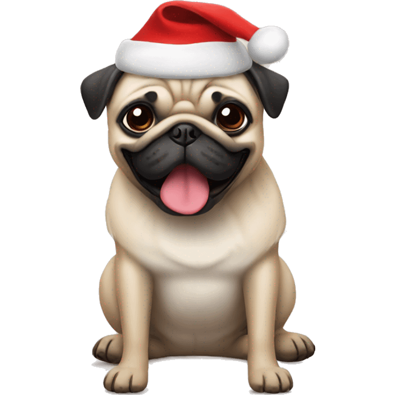 Pug with Santa hat emoji