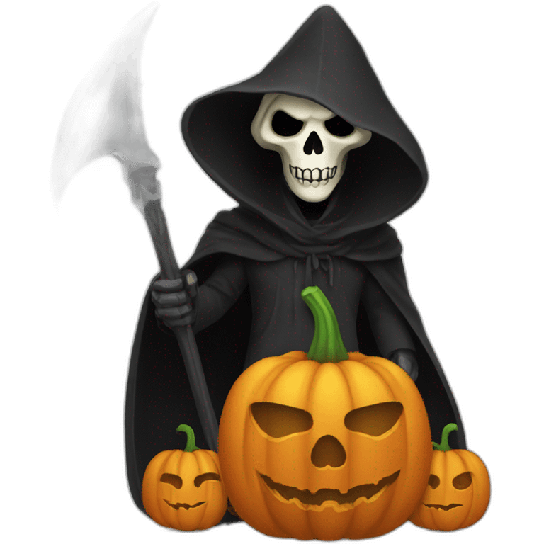 Reaper costume with Pumpkin Mask emoji