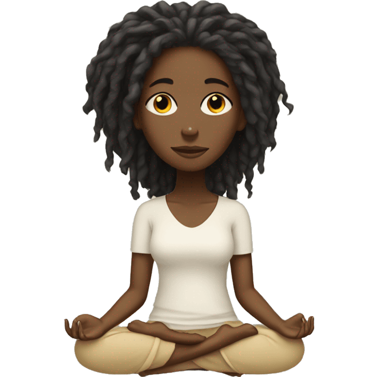 Black girl with locs meditating emoji