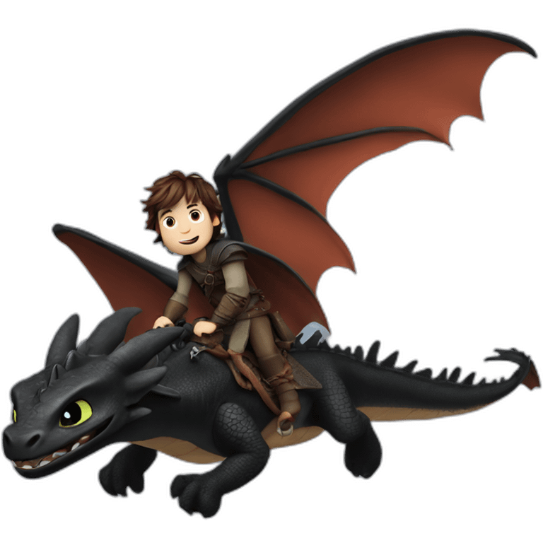 Hiccup flying on a dragon toothless emoji