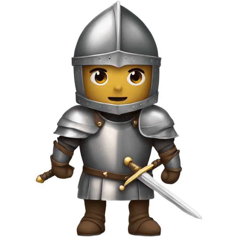 A knight we see the shoulder and the head with the helmet on the head. Add a sword and also a cross on the armor and we see only his waist emoji