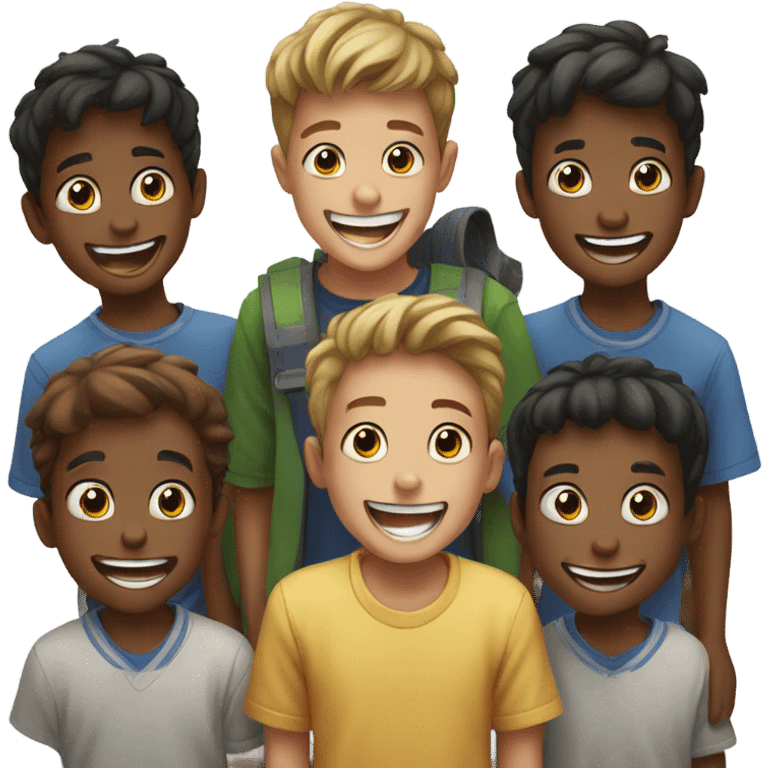 playful group of boys emoji