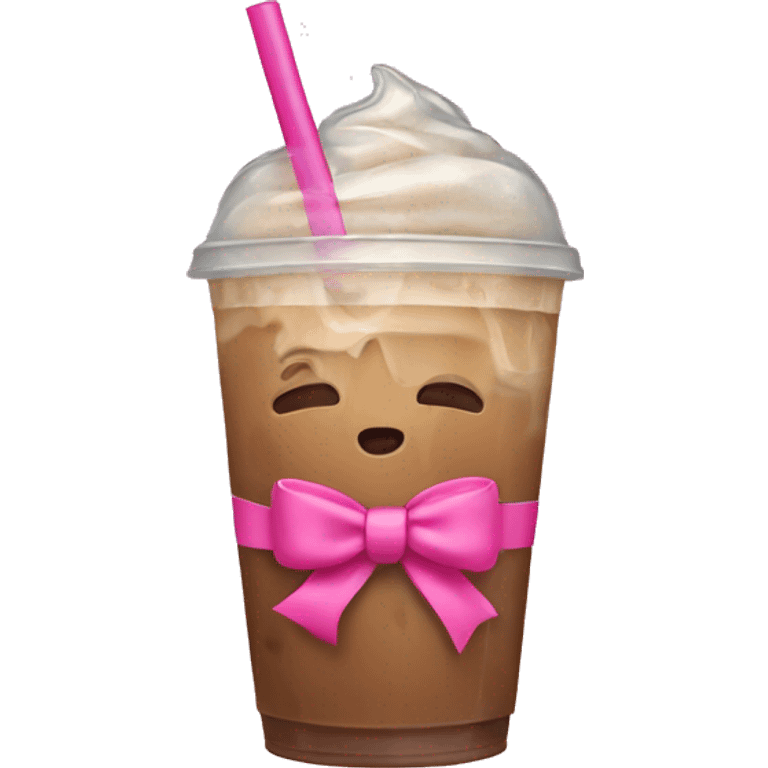 iced coffee with pink bow emoji