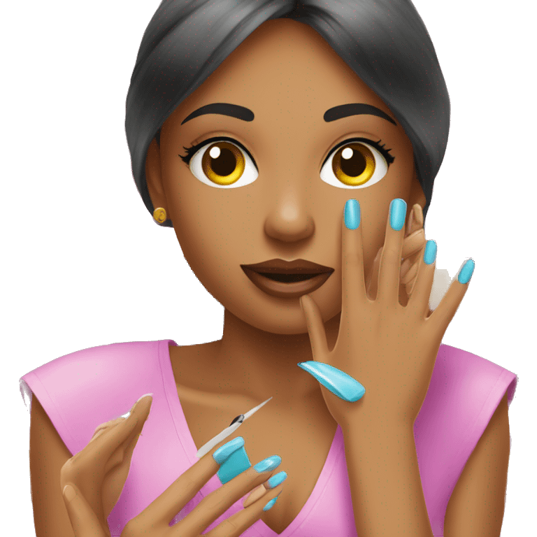 Girl getting a manicure at nail salon emoji