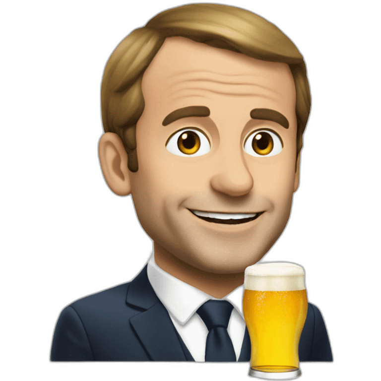 Macron avec une bière emoji