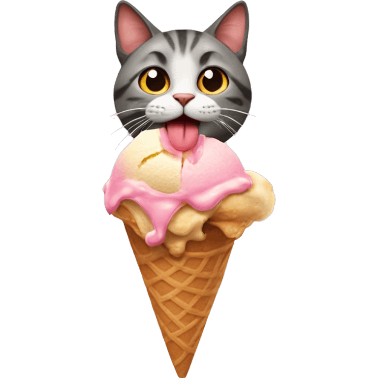 The cat emoji eating an ice cream cone emoji