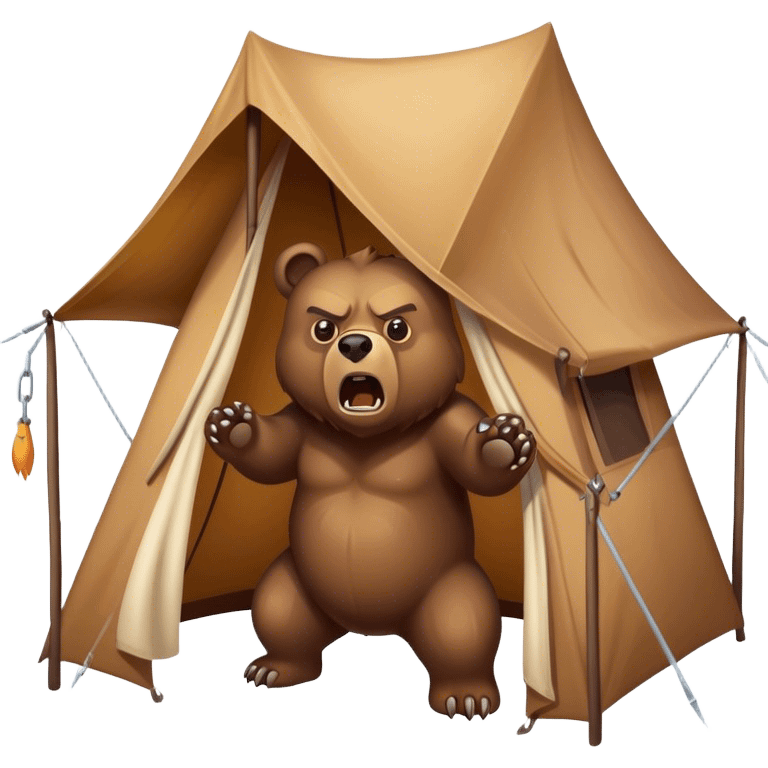 angry bear hovering over tent emoji