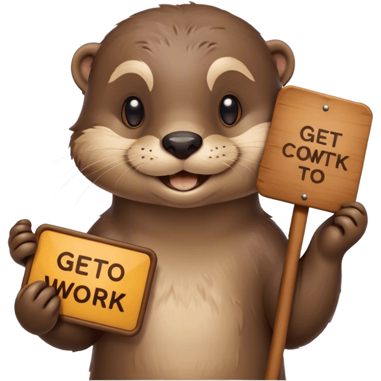 otter holding a get to work sign emoji