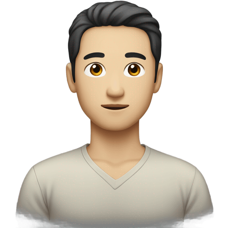 man from japan with white skin and black hair, wear casual shirt  emoji