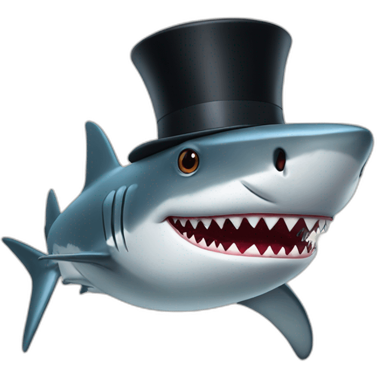 Shark with a top hat emoji