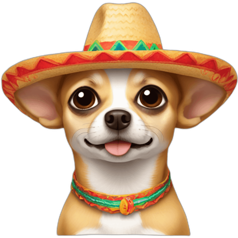 Chihuahua in Mexican hat adios emoji