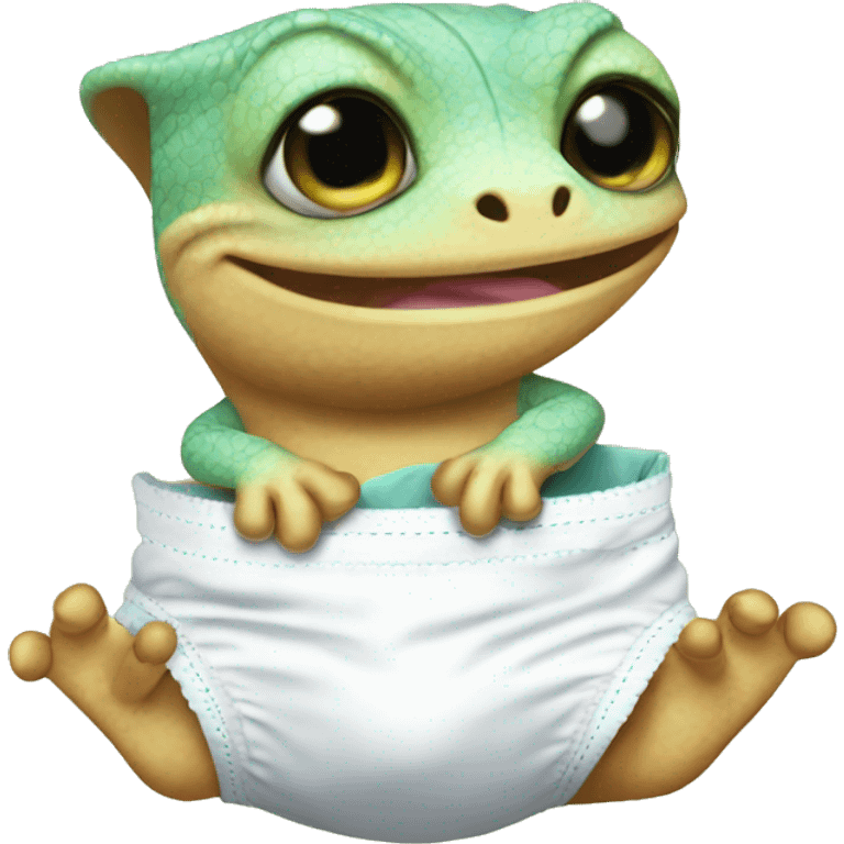 a sweet bab gecko with a diaper emoji