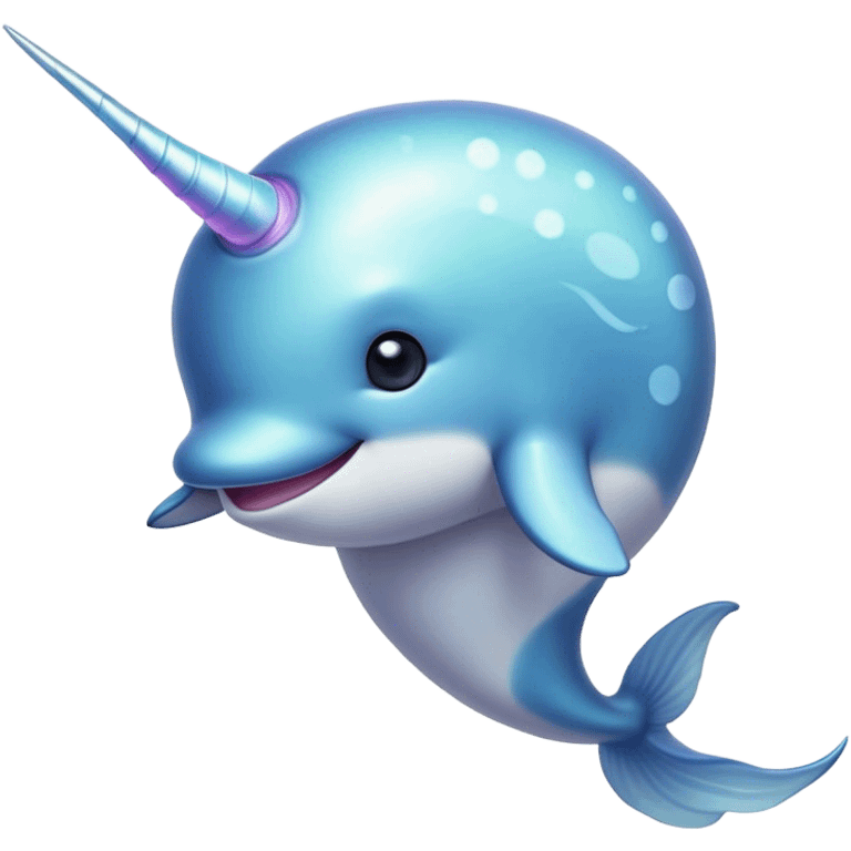 Cinematic Noble Narwhal Portrait Emoji, Poised and regal, with a sleek, iridescent body and a distinctive spiraled tusk, deep-set soulful eyes reminiscent of the ocean depths, Simplified yet sharp and sophisticated features, highly detailed, glowing with a soft, mystical glow, high shine, intelligent and enigmatic, stylized with an air of mythical allure, focused and graceful, soft glowing outline, capturing the essence of a watchful and confident sea unicorn that feels as though it could step out of the screen with effortless authority! emoji