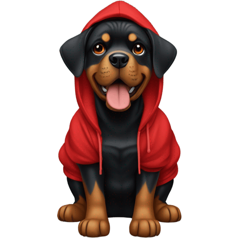 Rottweiler wearing red hoodie emoji