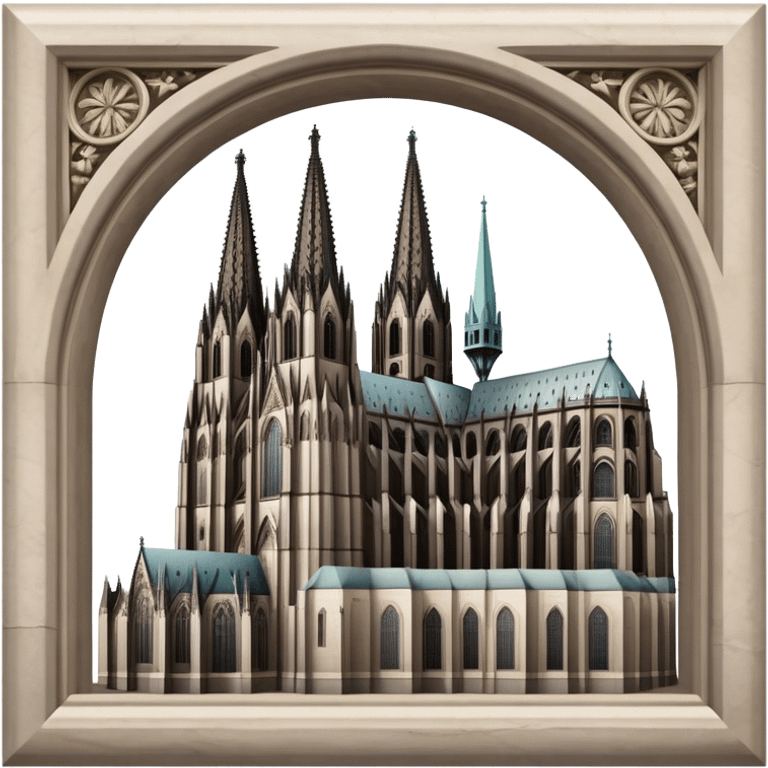 Cinematic Realistic Cologne Cathedral Landmark Emoji, showcasing Gothic architecture rendered with detailed stone textures and majestic, dynamic lighting. emoji