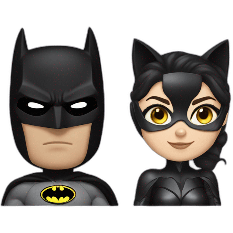 Batman and cat woman emoji