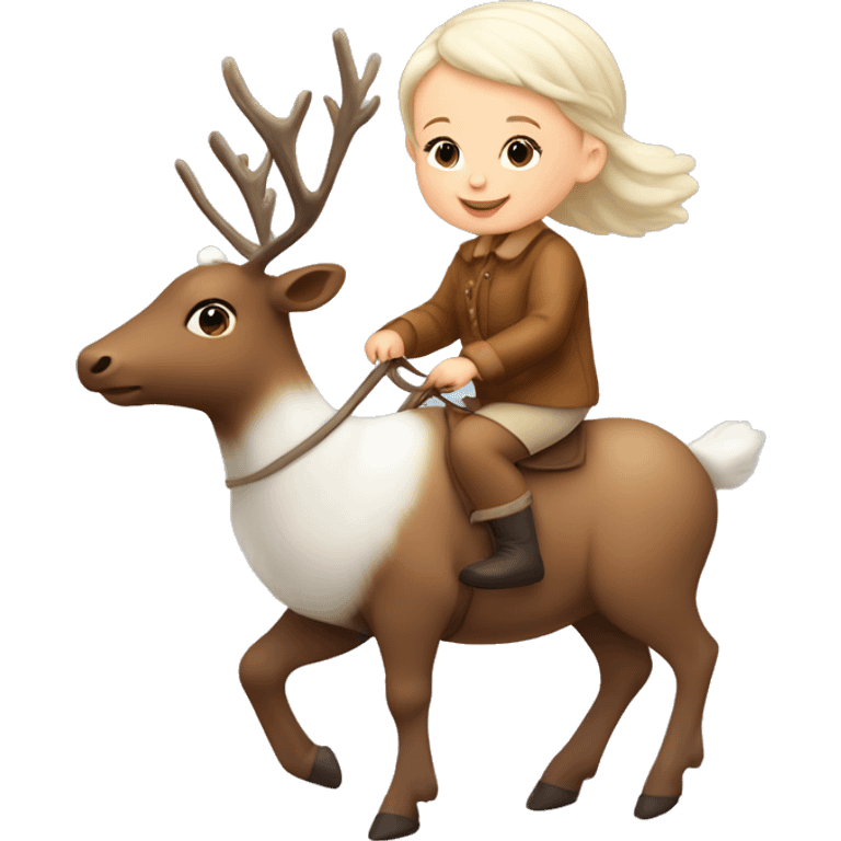 2 year old white baby girl riding reindeer  emoji