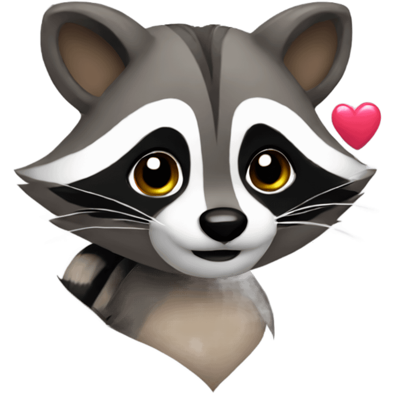 Raccoon with heart emoji