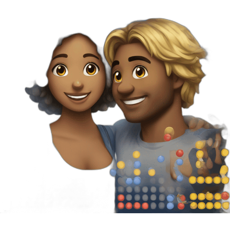 boyfriend and girlfriend play connect 4 emoji