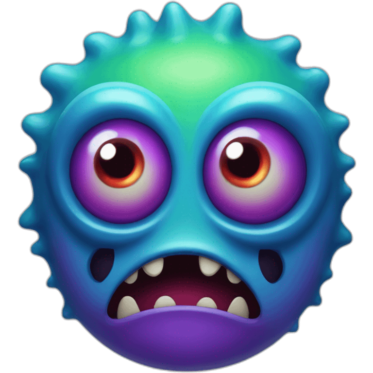 red violet blue and green monster with scary eyes emoji