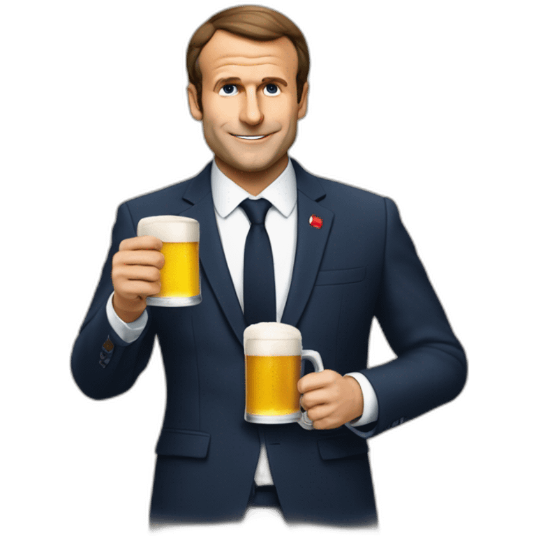 Macron qui boit une bière emoji