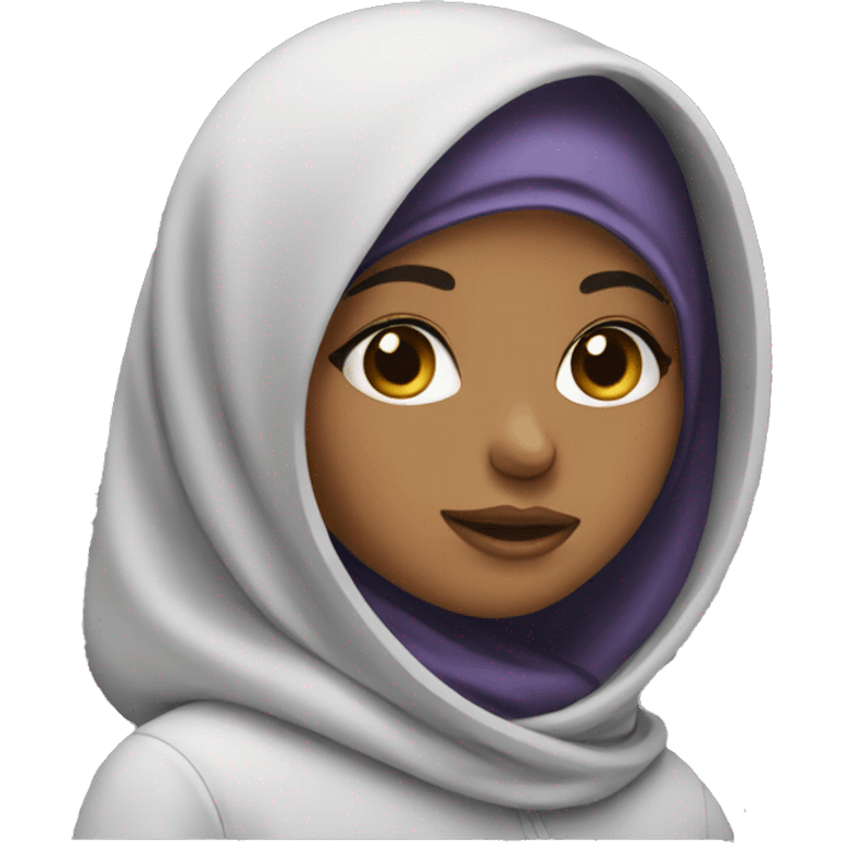 Hijab girl wearing hoodie with lashes emoji